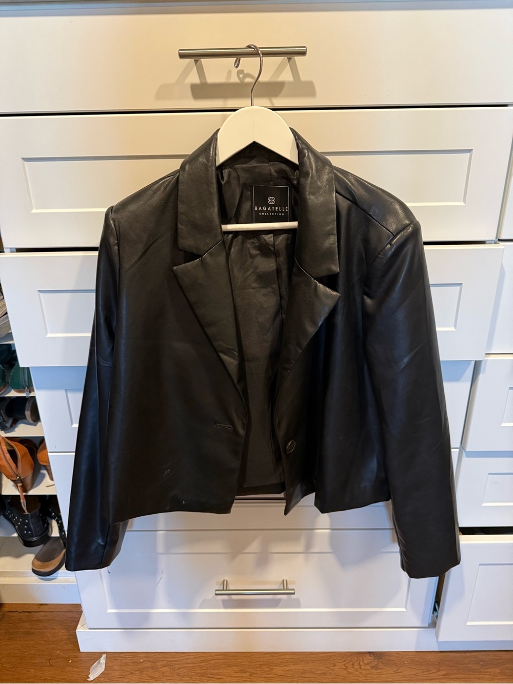 bagatelle Black Cropped Leather Blazer